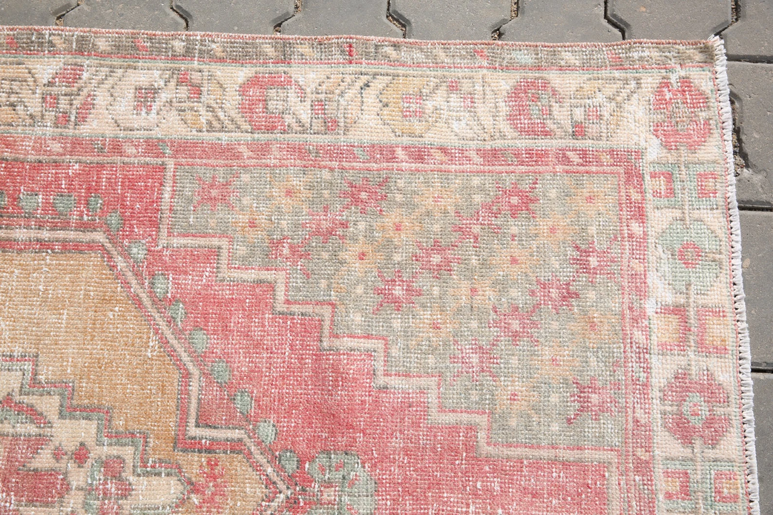 Hand Knotted Wool Rug, Vintage Oushak Style red Carpet