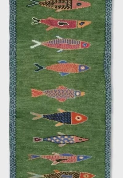 Boho Fish Runner Rug - Green