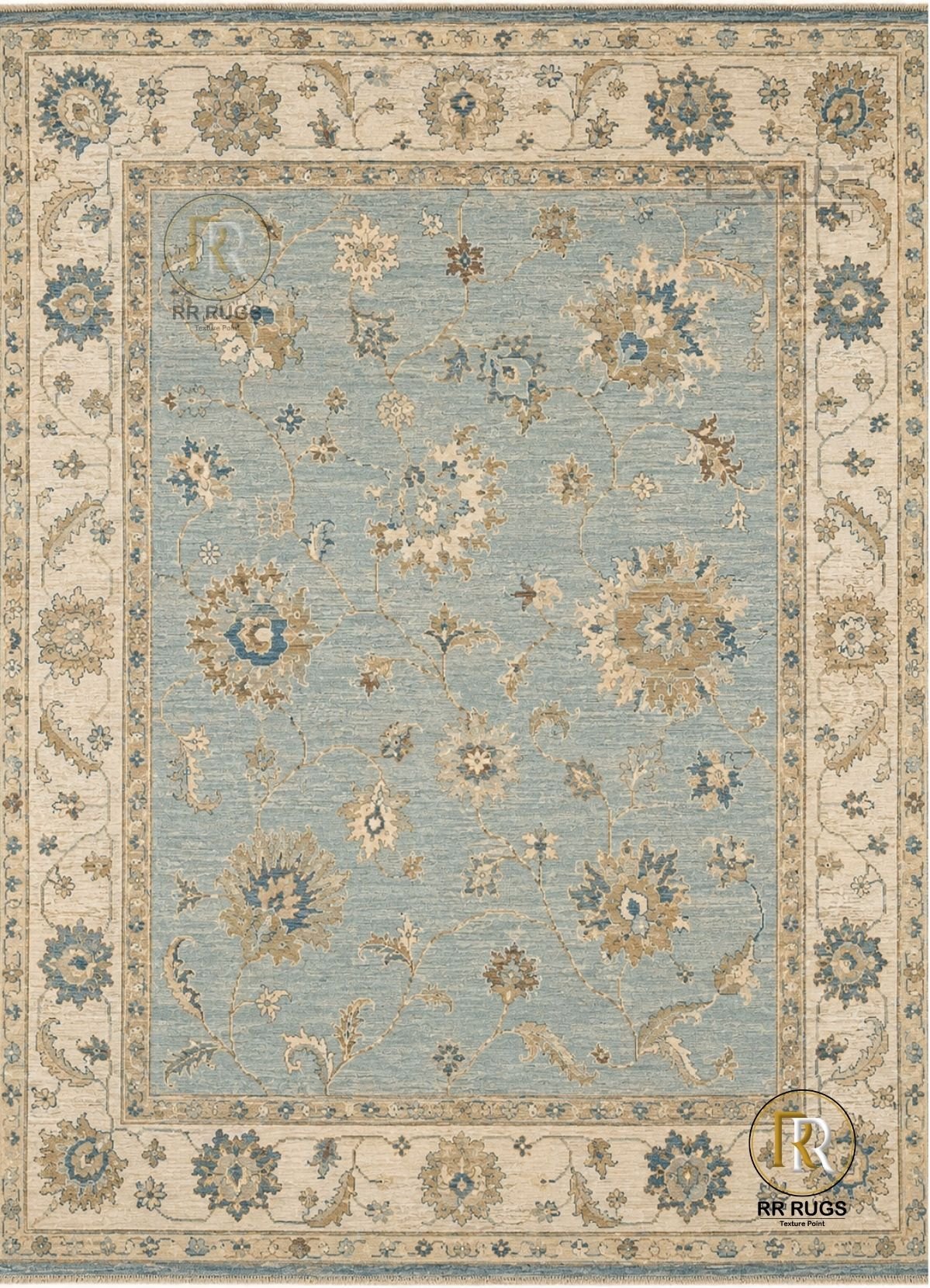 Elysian Blue Vintage Oushak Wool Rug