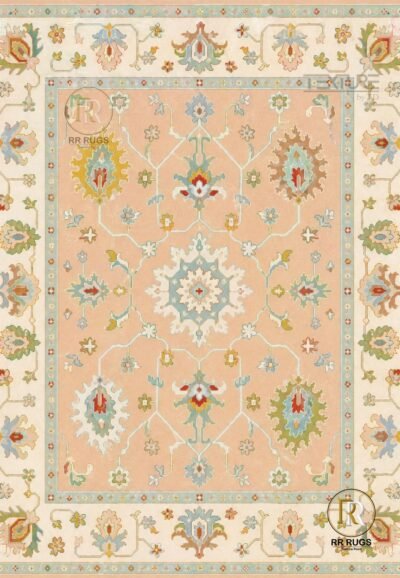 Celestia Apricot & Sage Oushak Wool Rug