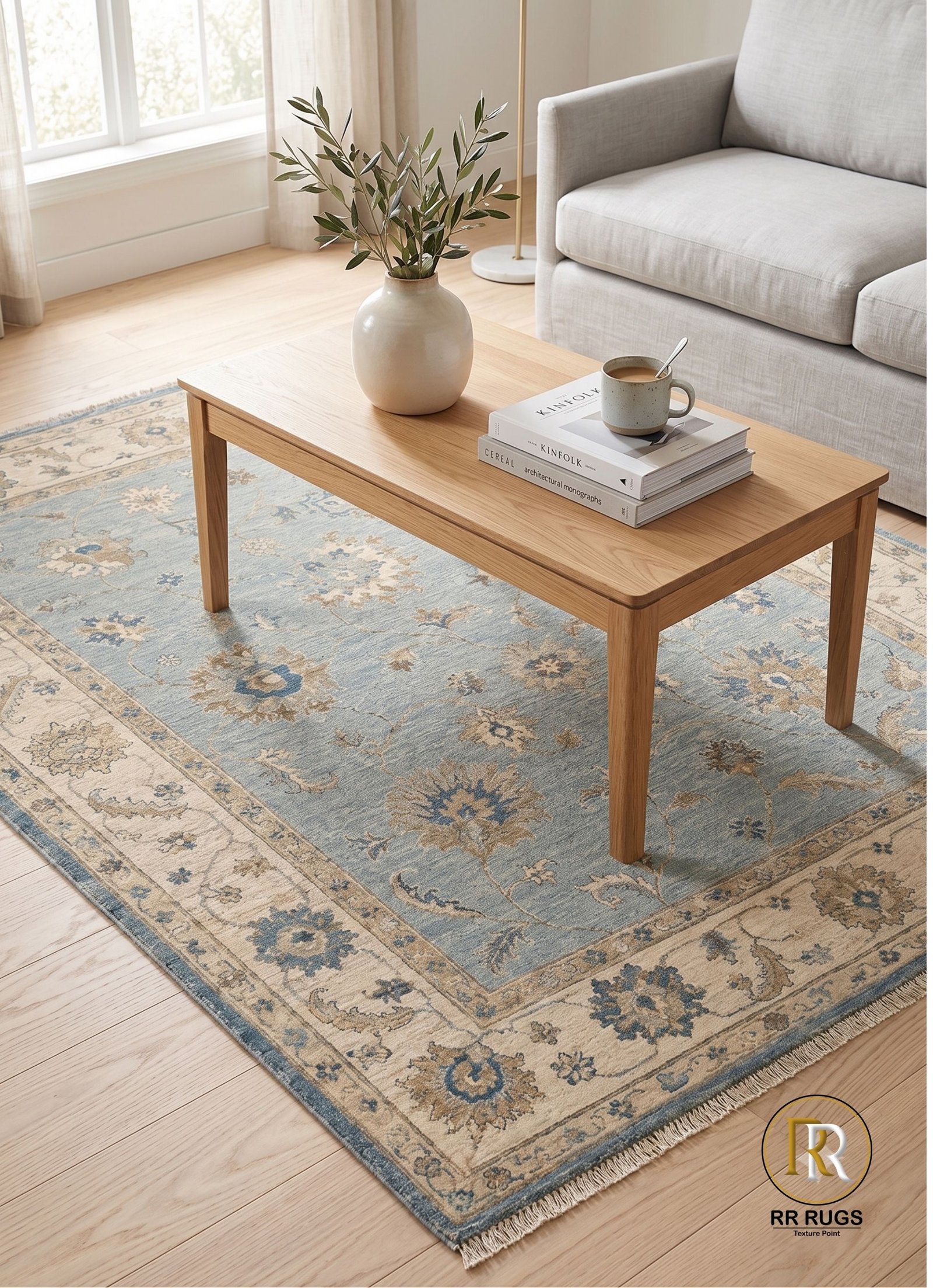 Elysian Blue Vintage Oushak Wool Rug