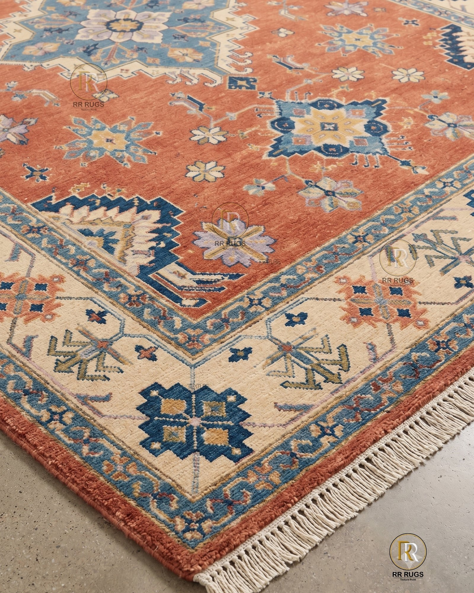 Saffron Terracotta Geometric Medallion Oushak