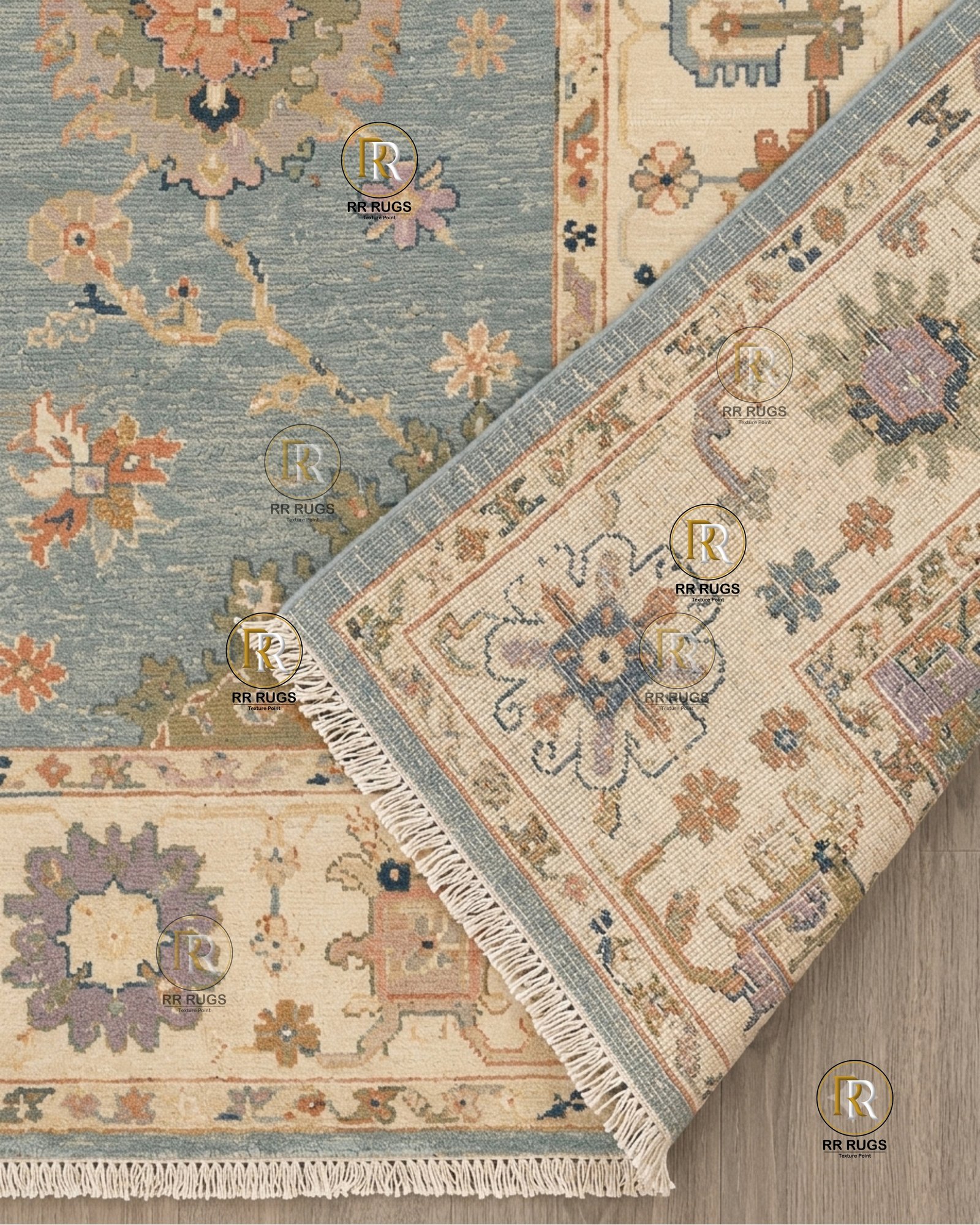 Serenade Dusty Blue Oushak Wool Rug