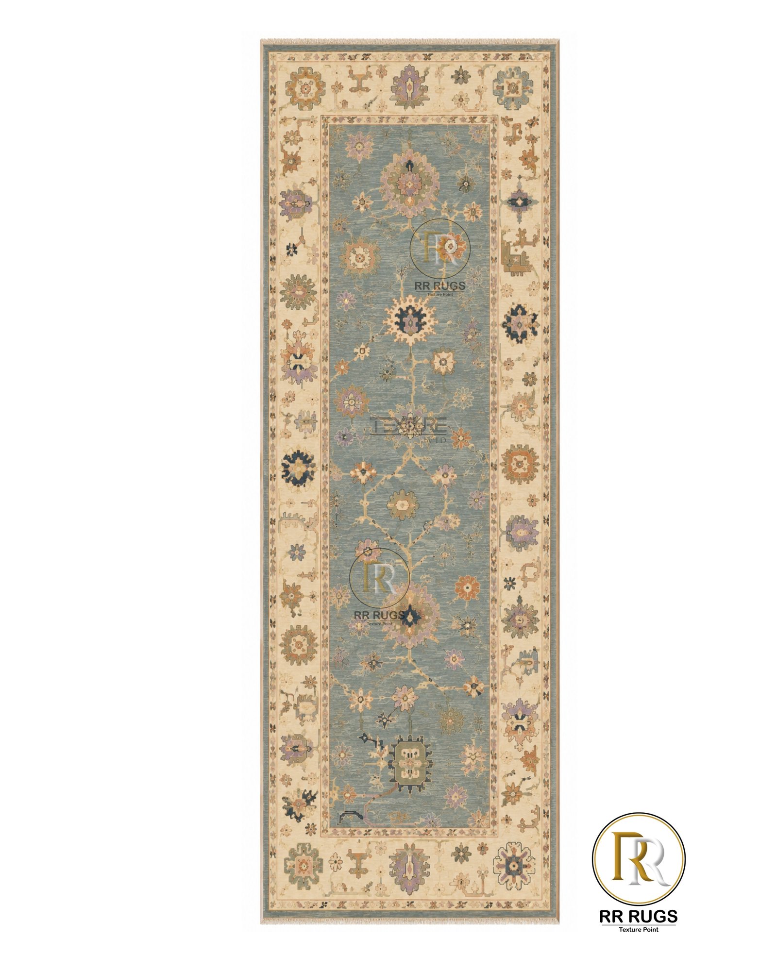 Serenade Dusty Blue Oushak Wool Rug