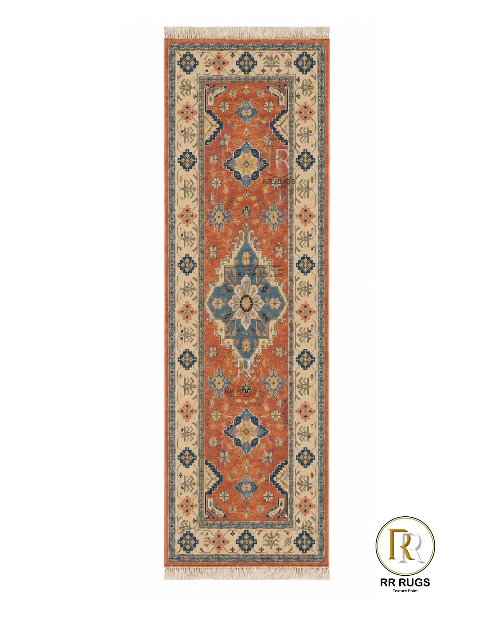 Saffron Terracotta Geometric Medallion Oushak