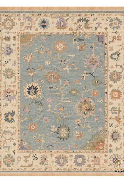 Serenade Dusty Blue Oushak Wool Rug