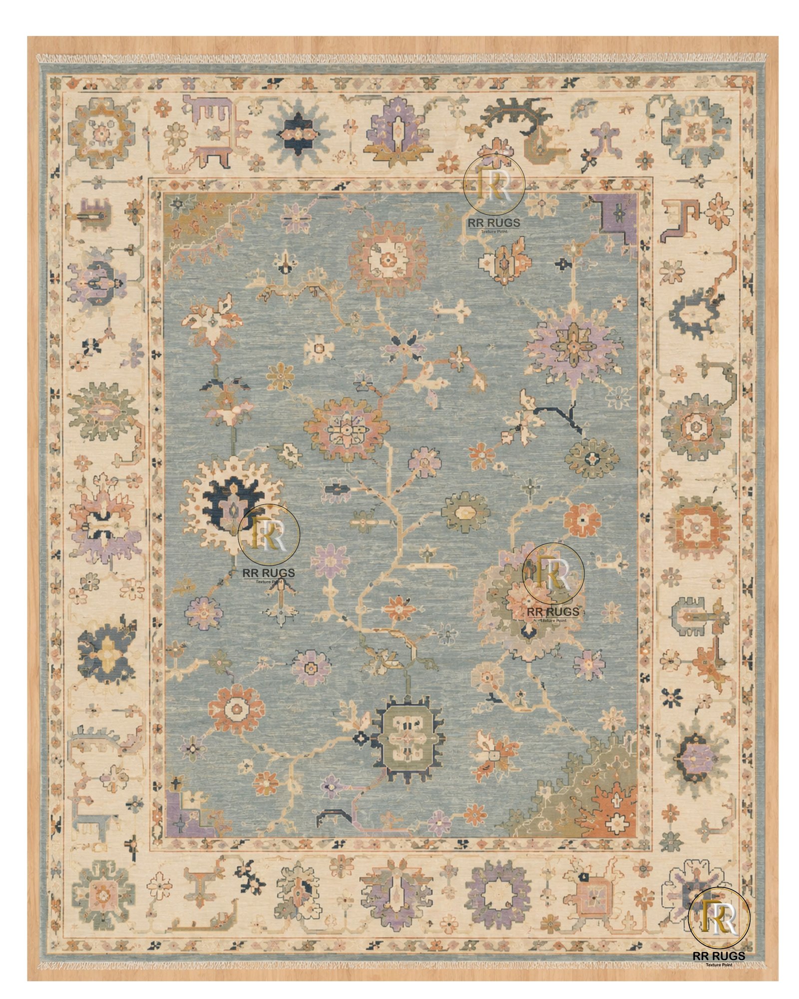 Serenade Dusty Blue Oushak Wool Rug