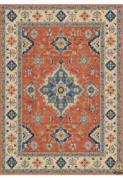 Saffron Terracotta Geometric Medallion Oushak